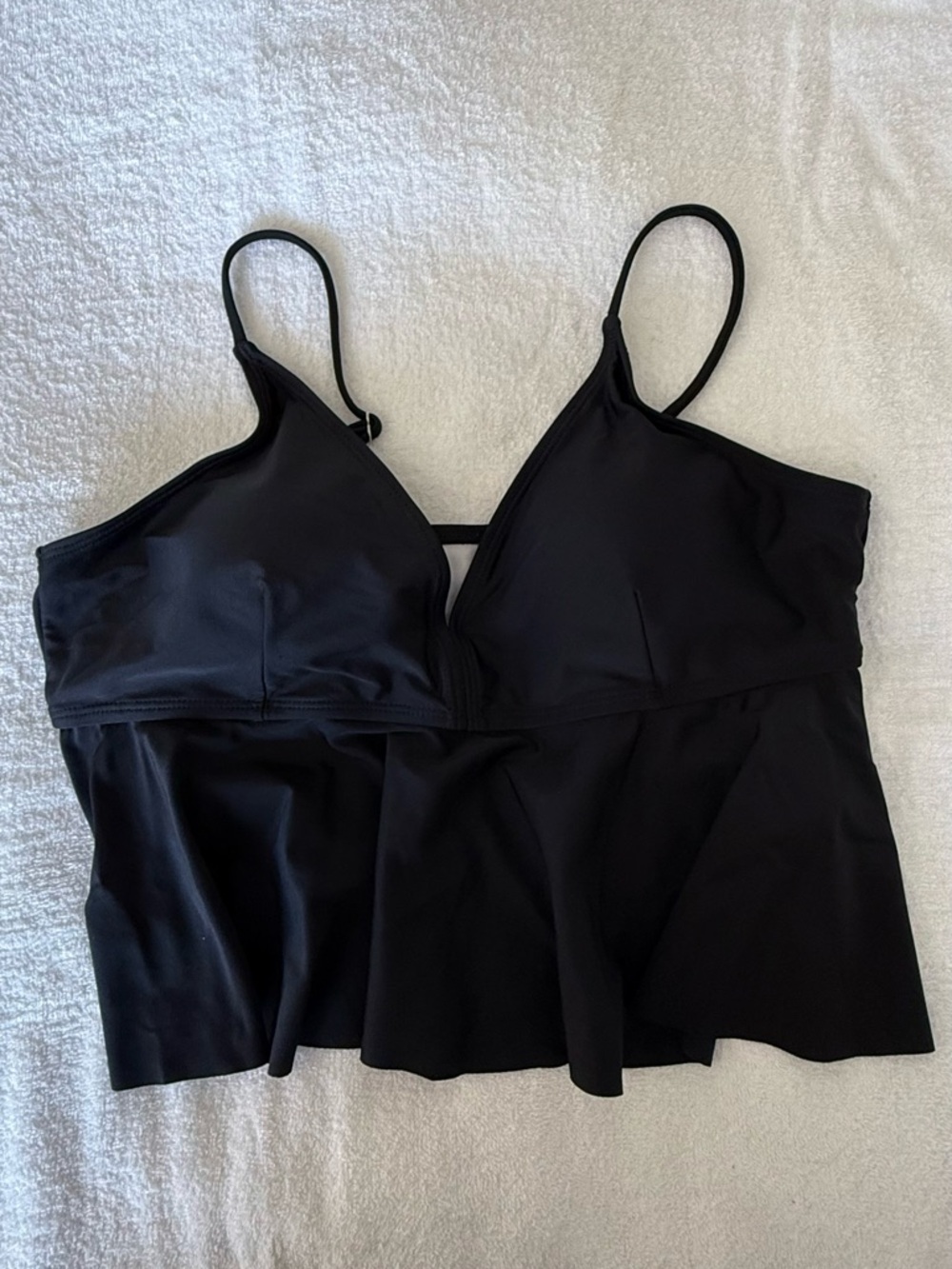 SHEIN Black Flared Swim Top with Built-In Cups